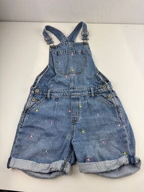 GAP Denim Short Overalls with Multicolor Star Embroidery